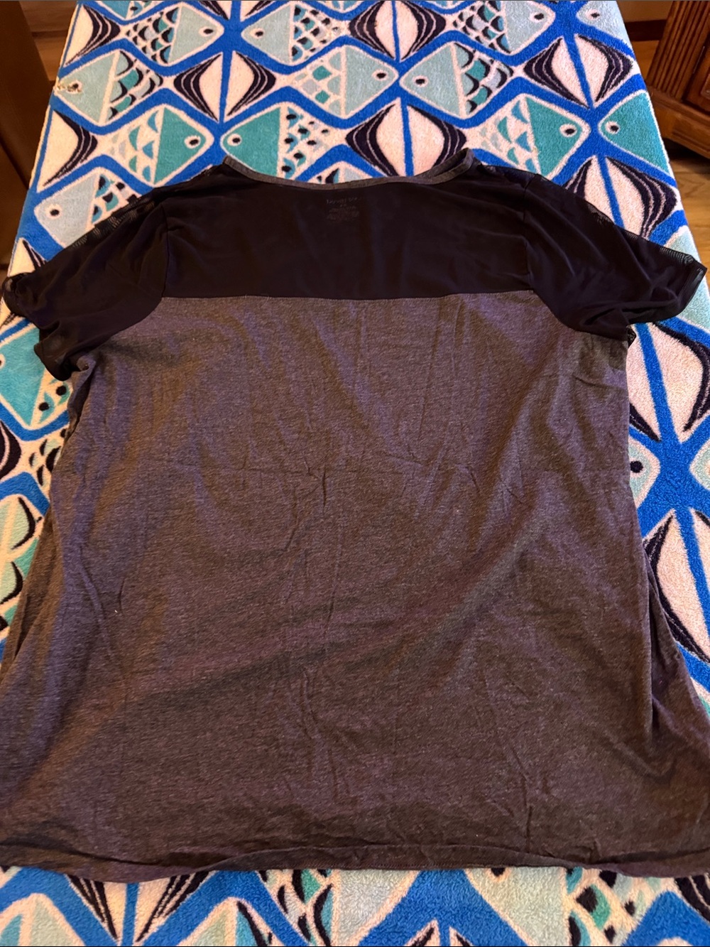 Lane Bryant Charcoal Gray Tee with Black Yoke and Pink Floral Graphic - Picture 4 of 4
